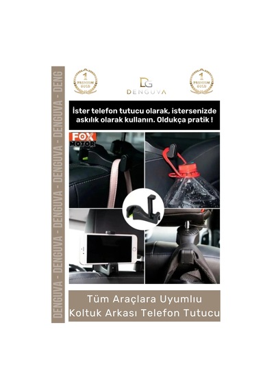 Araçiçiaskı Araç İçi Koltuk Başlık Kancası Abs Dayanıklı Pratik Askı Çanta Arkası Telefon Tutucu As