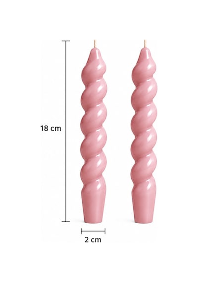Gül Kurusu Burgulu Şamdan Mum 2'li Set Pembe