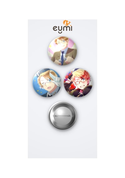 Hetalia America 3'lü Metal Rozet Seti 58mm İğneli Buton Çanta Yaka Rozeti Çok Renkli