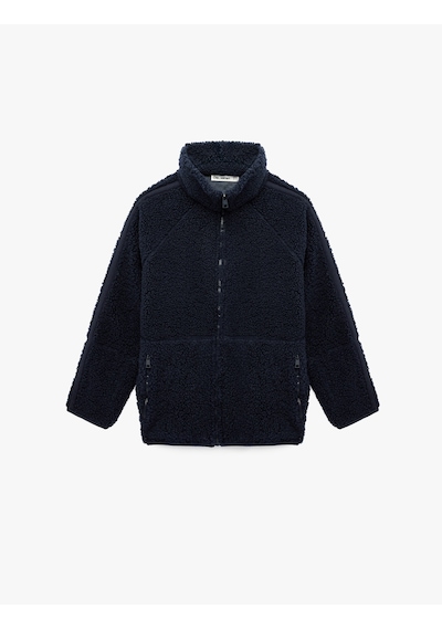 Koton Uzun Kollu Dik Yaka Cep Detaylı Fermuarlı Oversize Peluş Ceket Lacivert 6wmg60028ık Koton Uzun Kollu Dik Yaka Cep Detaylı Fermuarlı Oversize Peluş Ceket Lacivert 6wmg60028ık