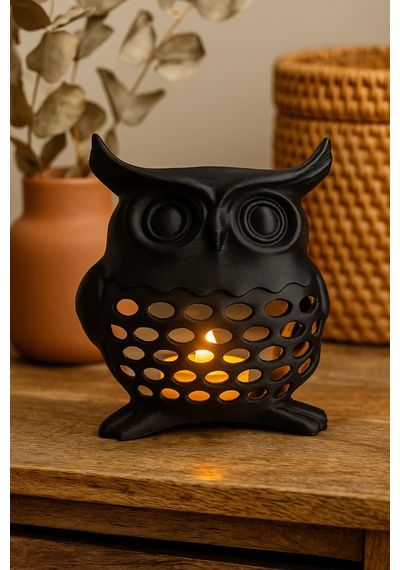 3d Dekoratif Baykuş Mumluk, Tealight Mumluk, Bohem Rustik Ev Dekoru, Hediyelik Romantik Aydınlatma