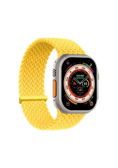 Apple Watch Series 9 41mm İçin Kordon, Large Size, 160mm Knitted Fabric Single Loop Sarı Watch Series 9 41mm İle Uyumlu Kordon - Sarı Diğer