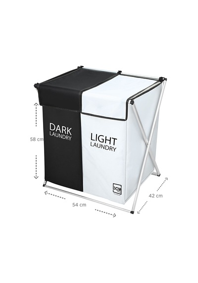 Box&Box İki Bölmeli Çamaşır Sepeti Beyaz - Siyah