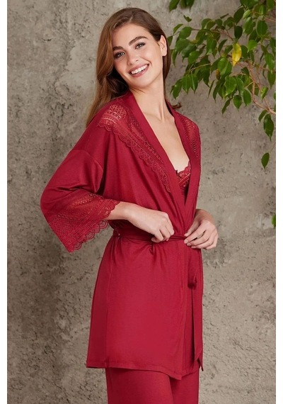 Pierre Cardin 2820 Kadın Penye Dantelli Sabahlıklı Pijama Takım-bordo Bordo Pierre Cardin 2820 Kadın Penye Dantelli Sabahlıklı Pijama Takım-bordo Bordo
