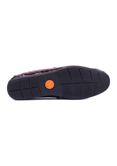 Fosco - Hakiki Deri Taba Croco Erkek Loafer - 2094 -1505 Siyah