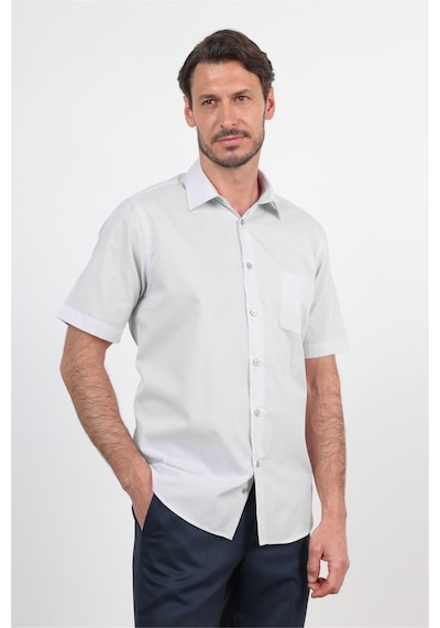 İmza Lila Sert Yaka Kısa Kol Cepli Comfort Fit Pamuklu Gömlek 1004260258