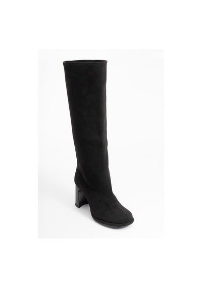 Luvishoes Luvi Shoes Josette Siyah Süet Kadın Kalın Topuklu Çizme Siyah Süet