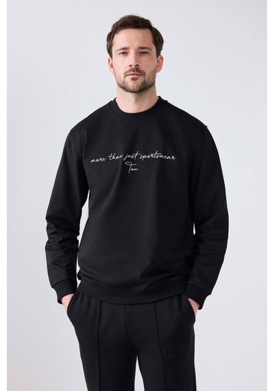 D's Damat Relaxed Fit Siyah Nakışlı Sweatshirt 2ECE25ORT0694 Siyah D's Damat Relaxed Fit Siyah Nakışlı Sweatshirt 2ECE25ORT0694 Siyah