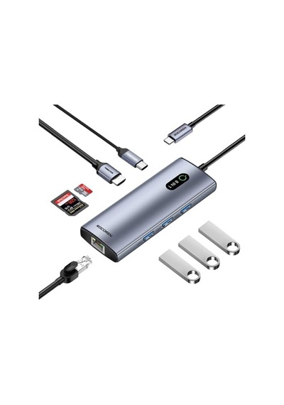 8 Portlu 4k 30hz Gigabit Ethernet Sd Tf Kart Okuyuculu 3 Usb3.0 Pd 100w Destekli Hub Çoklayıcı