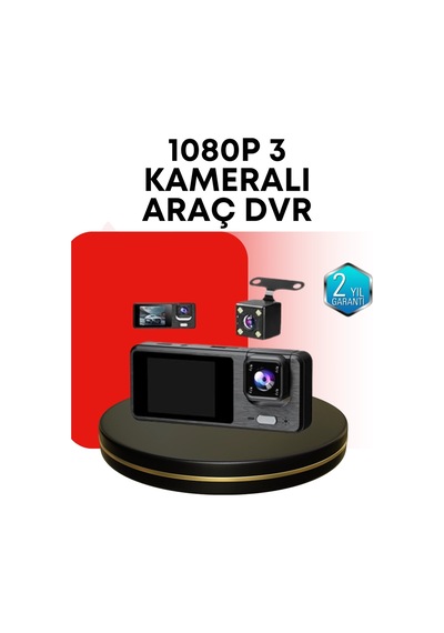 Mey İthalat Araç Kamerası 3 Lü Sistem Full Hd, Sesli Kayıt Ve Park Gözetimi