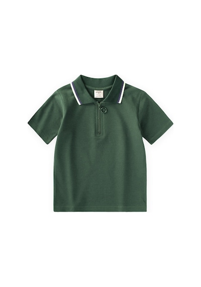 Cigit Polo Yaka T-shirt 2-10 Yaş Haki Yeşil