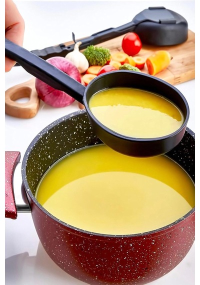 Bev Kitchen 3'ü 1 Arada Isıya Dayanıklı Yanmaz Yapışmaz Servis Seti Kepçe Kevgir Kaşık Servis Seti Siyah Diğer