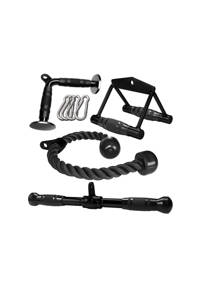 Fitness Lat Pushdown Bar - Rowing Bar - Triceps Halatı - V Bar Biceps / Triceps Aparat Seti 4'lu