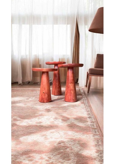 Ahşap Mantar Sehpa 3 Lü Set Maun Renk Masif Doğal Zigon Fiskos Takımı - Wooden Side Table Maun