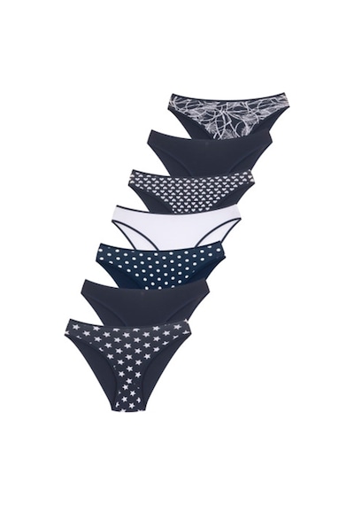 New Lilla 18001-2 Kadın 7'Li Star In Love Bikini Külot Paketi Lacivert