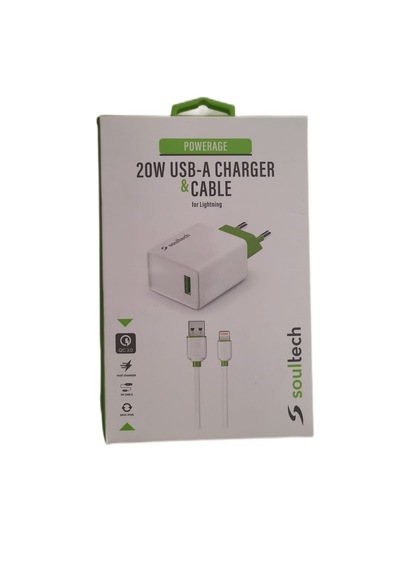 Soultech SC180B-I 20 W QC/3.0 USB-A To Lightning Seyahat Şarj Aleti Beyaz
