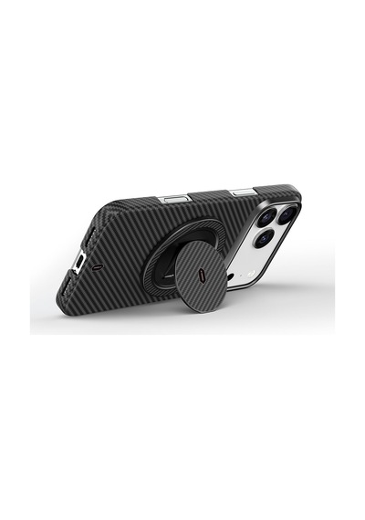 Wiwu Warriors Serisi Aramid Fiber 360 Derece Dönebilen Magnetik Ring Stand Telefon Tutucu Siyah Siyah