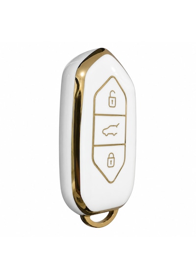 Autohan Keys Togg T10x T10f Akıllı Anahtar Kılıfı, 3 Tuşlu, Nano Koruma Beyaz-altın