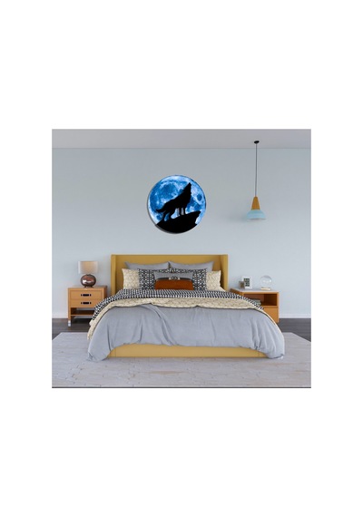 Kişiselleştirilebilir Led Işıklı Epoksi Cam Katmanlı Tablo Hardy Kurt Dolunay Mavi - 738221294 Mavi