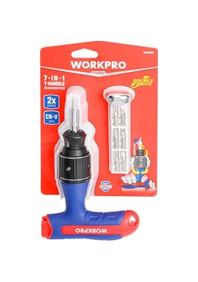 Wp221072 7-ın-1 Profesyonel Cr-v T- Saplı Cırcırlı Manyetik Tornavida Seti