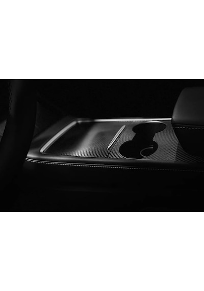 E-garaj Tesla Model Y İle Uyumlu Orta Konsol Kaplaması Mat Karbon Juniper Uyumlu Değildir Abanoz