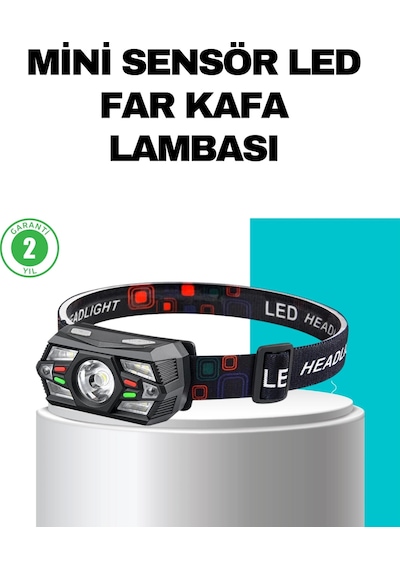 Mey İthalat Hareket Sensörlü Şarjlı Led Far Suya Dayanıklı Çok Modlu Çok Renkli