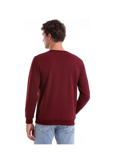 Hatemoğlu Bordo Regular Fit Düz Pamuklu Bisiklet Yaka Sweatshirt Bordo