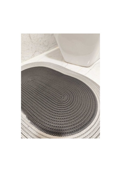 Jüt Hasır Tek Li,banyo Paspası,bohem Tarzı Banyo Takımı, Paspas/40x60 Siyah Gri Siyah Gri