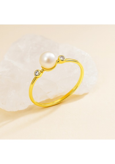 14k Solid Gold Tektaş İnci Yüzük 14 Ayar Altın
