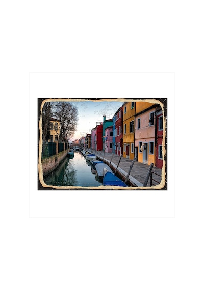 Bedeko Nehir Ve Renkli Binalar Dekoratif Mdf Tablo 35 Cm X 50 Cm