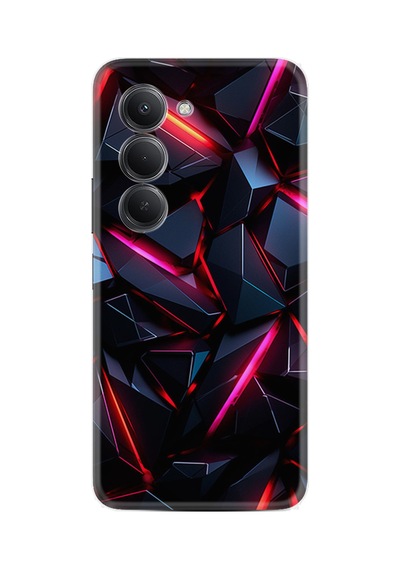 Xiaomi Redmi 15 Kılıf Limited Resimli Siyah Geometrik Prizma 222