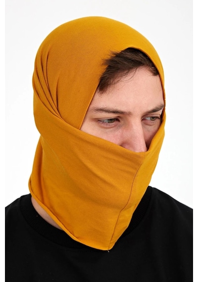 Butikgiz Erkek 4 Fonksiyonlu Koruyucu Pamuklu, Esnek, Terletmez, Bandana, Boyunluk, Maske - Tek Ebat / Koyu Hardal Koyu Hardal