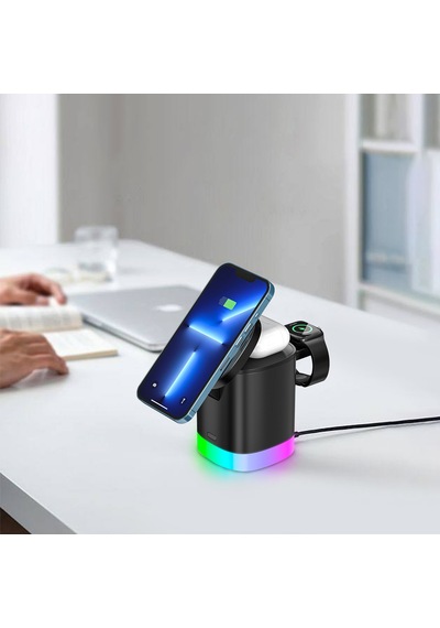 Acl Aw13 3'ü 1 Arada Rgb Işıklı Magsafe Kablosuz Şarj Standı