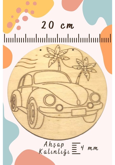 Art İnside Vosvos Love Ahşap Boyama Tuval Seti Hediye Hobi Kiti 20 Cm Love Bug Fusca Diğer