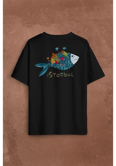 İstanbul Galata Konstantinopolis Osmanlı Sırt Ön Baskılı Oversize Tişört Unisex T-shirt 001