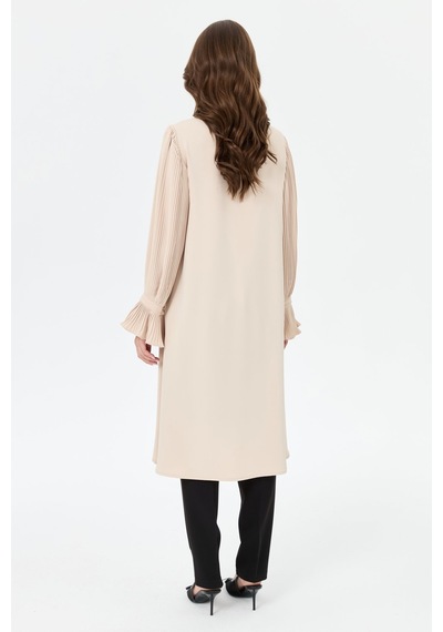 Esswaap Pilise Kol Detaylı Şık Tunik Taş Gri