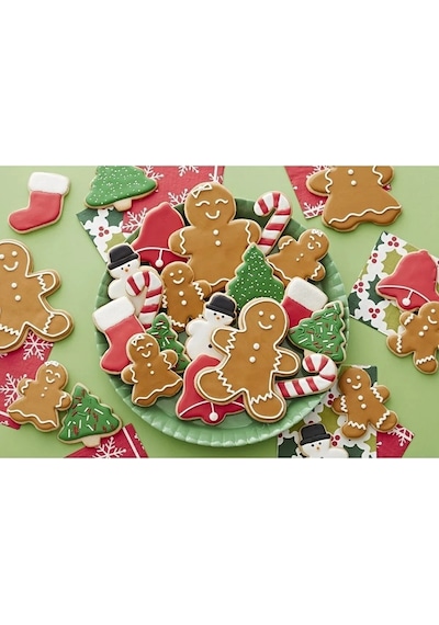 Yılbaşı Temalı Ev Çam Ağacı Eldiven Kurabiye Kalıbı Metal Kopat Set 7'li Goldcakes