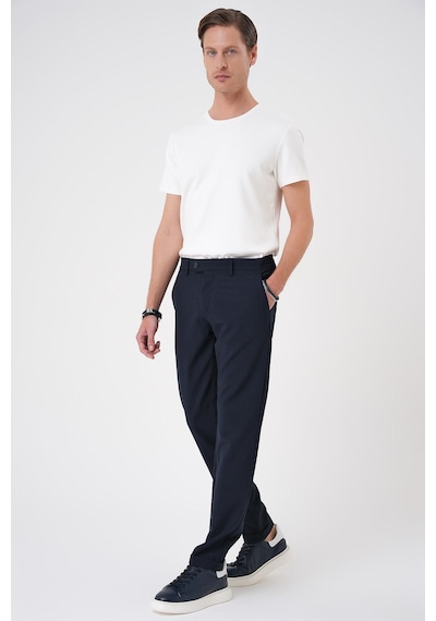Efor Comfort Fit Gofre Dokulu Beli Lastikli Lacivert Jogger Pantolon P 1177 Lacivert