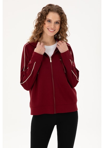 U.S. Polo Assn. Kadın Bordo Kapüşonlu Fermuarlı Sweatshirt 50297354-VR014