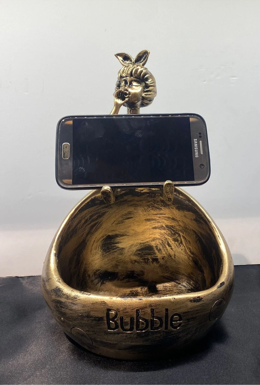 Dekoratif Polyester Çerezlik&telefonluk Biblo Gold Siyah Eskitme