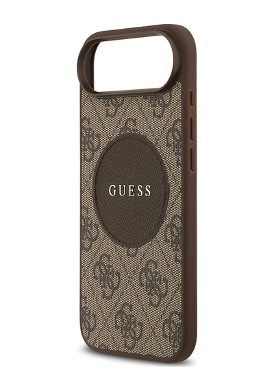 Apple Uyumlu iPhone 17 Air Kılıf Guess Lisanslı M-safeli Yazı Logolu Circle Classic Kapak Kahverengi Kahverengi