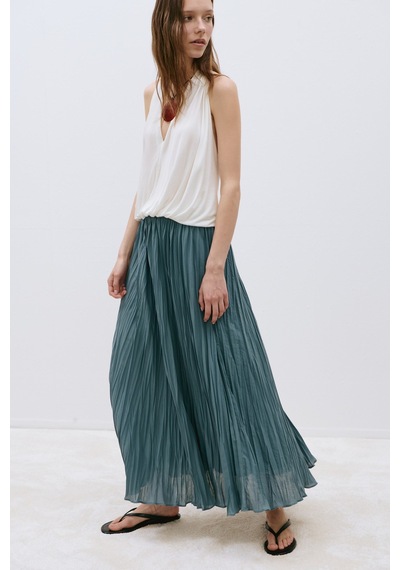 Suud Collection Ekru Nina Dökümlü Halter Top