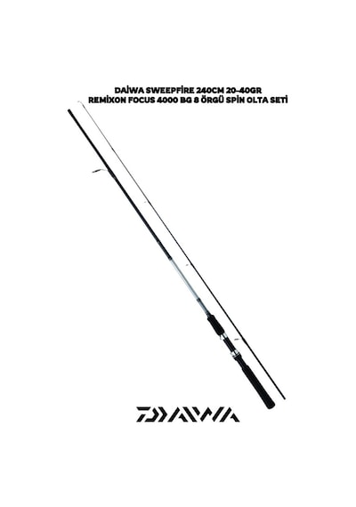 Daiwa Sweepfire 240cm 20-40gr Remixon Focus Bg 4000 8 Örgü Spin Olta Seti Standart