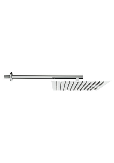 Aqua Bagno Mega Kare Tepe Duşu 30x30 Cm. , Duvardan Duş Kolu 42,5 Cm. Paslanmaz Krom - 2 Parça Set Krom