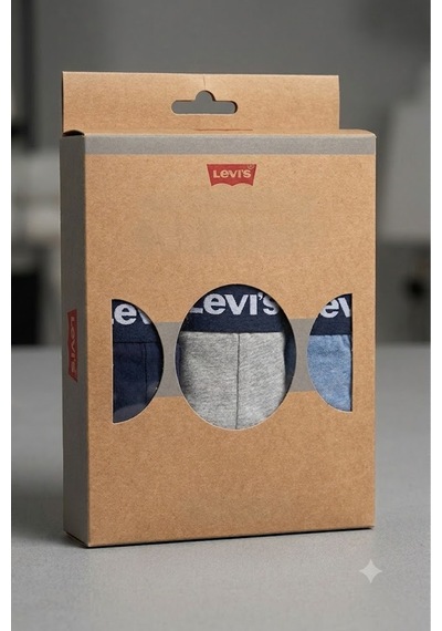 Levi's 3 Lü Paket Erkek Pamuklu Boxer Koyu Siyah
