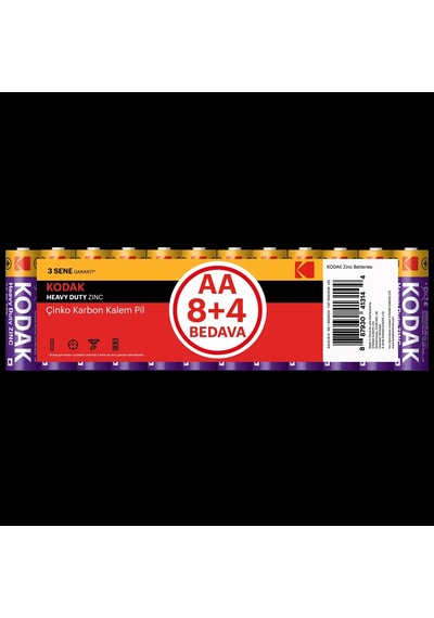 KODAK 8+4 ADET ÇINKO KARBON SHRINK KALEM PIL
