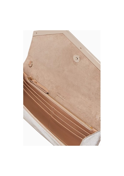 Jimmy Choo Jımmy Choo Emmie Glitter Clutch Çanta, Simli Deri, Zincir Askılı Lüks Gece Tasarımı Gümüş