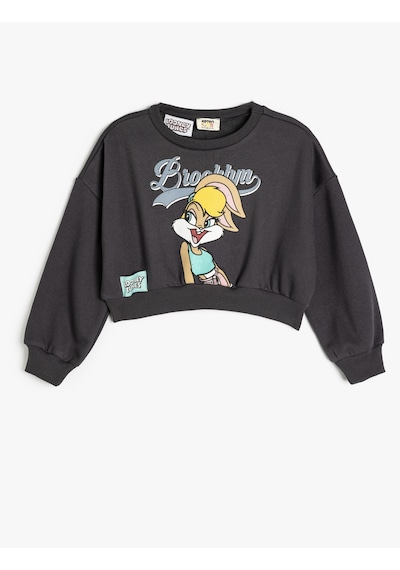 Koton Lola Bunny Sweatshirt Lisanslı Uzun Kollu Şardonlu Pamuklu Antrasit 5wkg10542ak Antrasit