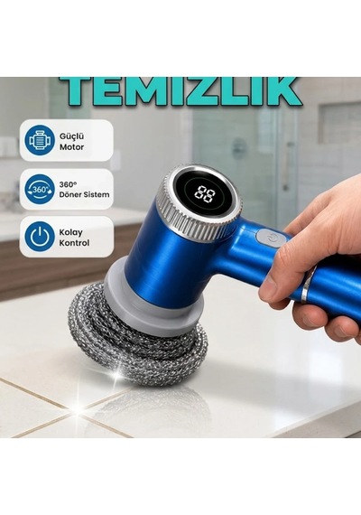 Kablosuz Elektrikli Temizlik Fırçası 5 Değiştirilebilir Başlıklı Çok Amaçlı Temizlik Seti