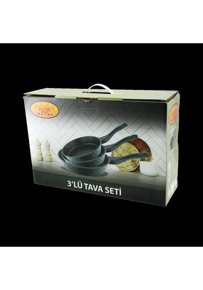 Döküm Tava Seti 3'lü 20-24-28 Cm Siyah